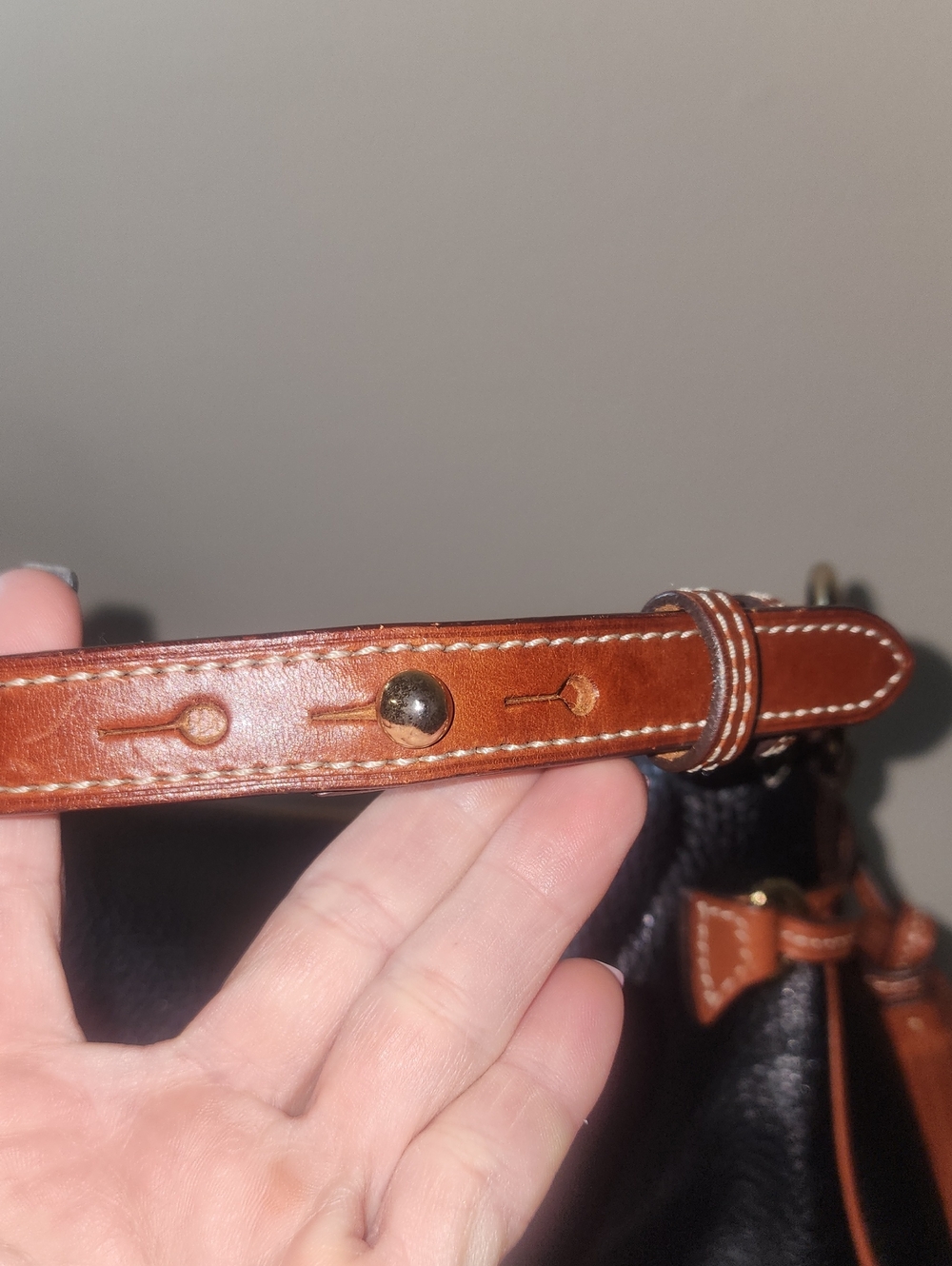 Dooney & Bourke Black Tan Pebbled Leather Flourentine Satchel Shoulder Bag - Picture 7 of 16